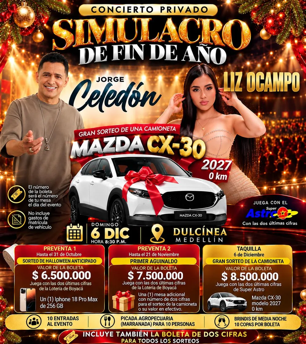 Flyer del Simulacro de Fin de Año en Medellín